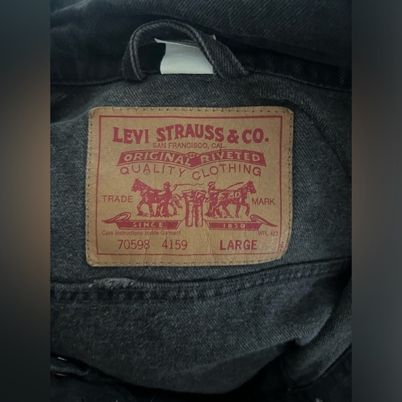 LEVI’S Black Vintage Original USA 90’s Coat Jean Denim Jacket 70598-4159 Large - Picture 15 of 15